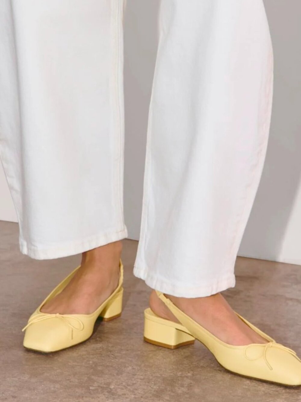 Everlane Ballet Slingback Heels Straw Yellow Leather  Women's Size 7 NEW